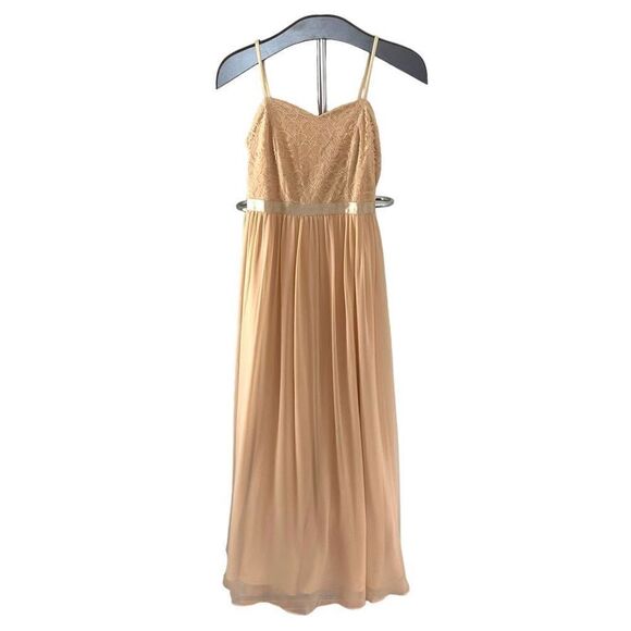 DRESS TALES Sweetheart Chiffon Aline Dress in Champagne Size Small NEW - Picture 2 of 13